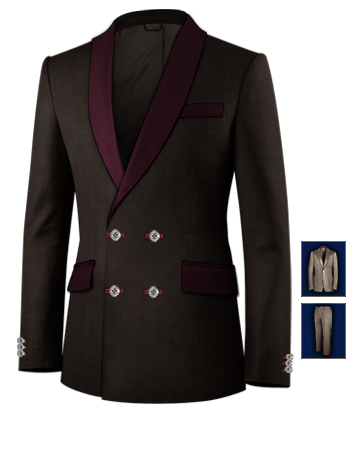 Mens Gold Wedding Suits with 4 Buttons,double Breasted (2 To Close)